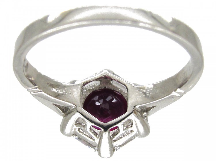 Natural Ruby & Diamond Hexagonal Art Deco Ring