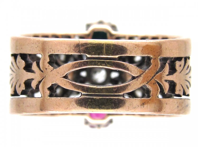 Diamond, Emerald & Ruby Belle Epoque Ring