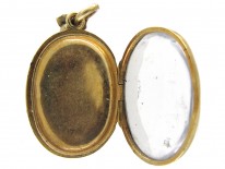 18ct Gold Victorian Strawberry Red Enamel & Natural Split Pearl Locket Pendant