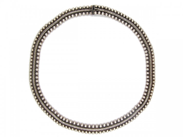 Edwardian Silver Victorian Bobble & Weave Collar