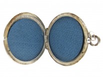 Art Deco Round Silver Locket Pendant