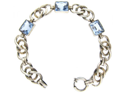 Silver & Blue Paste Art Deco Bracelet Silver & Blue Paste Art Deco Bracelet