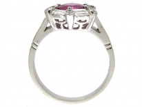 Natural Ruby & Diamond Hexagonal Art Deco Ring