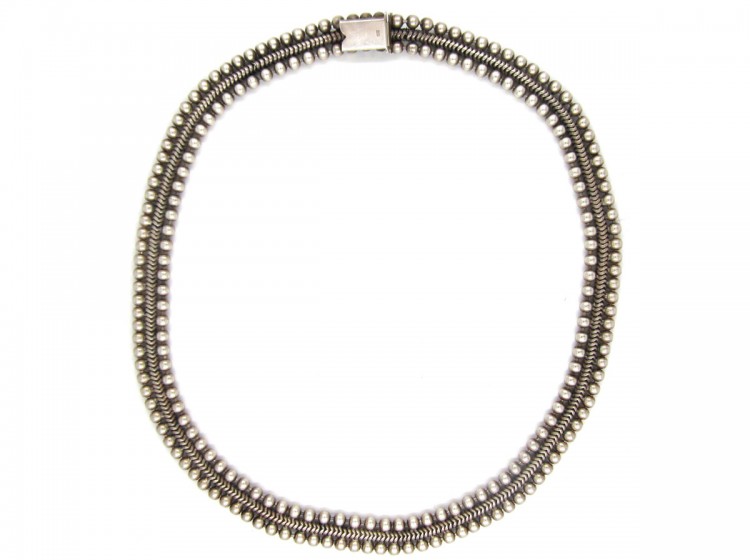 Edwardian Silver Victorian Bobble & Weave Collar