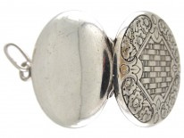 Art Deco Round Silver Locket Pendant