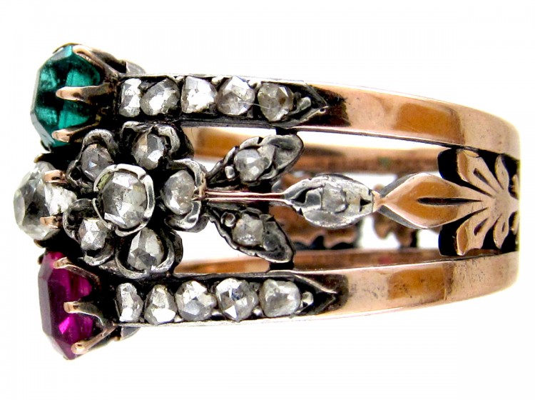 Diamond, Emerald & Ruby Belle Epoque Ring