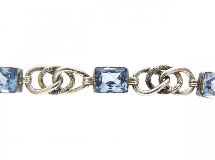 Silver & Blue Paste Art Deco Bracelet