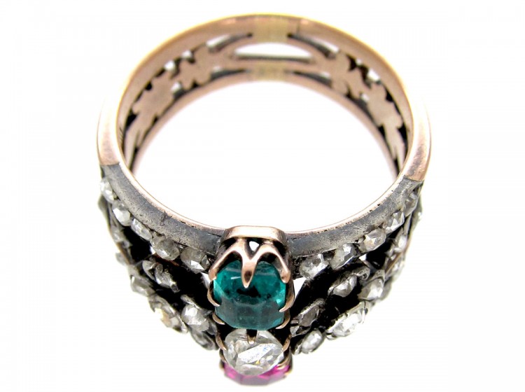 Diamond, Emerald & Ruby Belle Epoque Ring