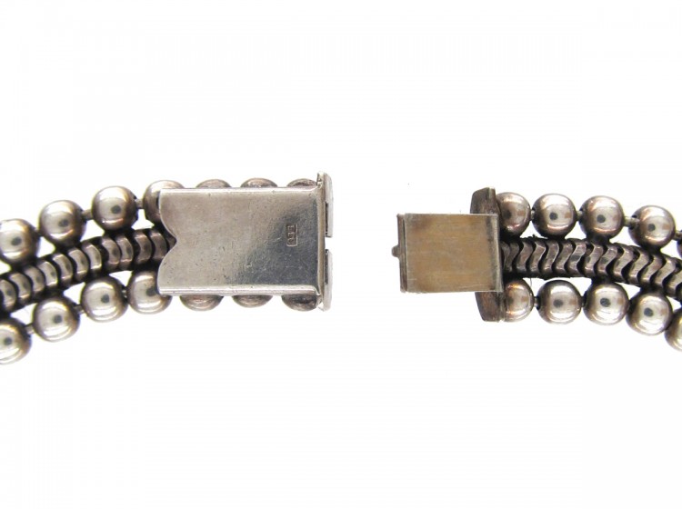 Edwardian Silver Victorian Bobble & Weave Collar