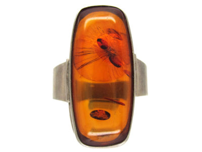 Amber & Silver Ring by Fishland