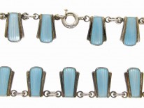 Danish Art Deco Pale Blue Enamel & Silver Necklace