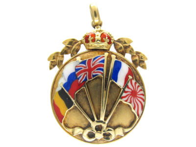 1st World War Enamel & Gold Flags Pendant