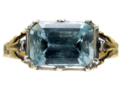 Georgian Barrel Shaped Aquamarine Ring