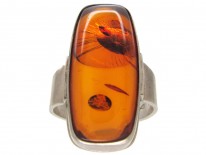 Amber & Silver Ring by Fishland