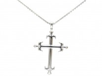 Diamond Set & White Gold Cross on Chain