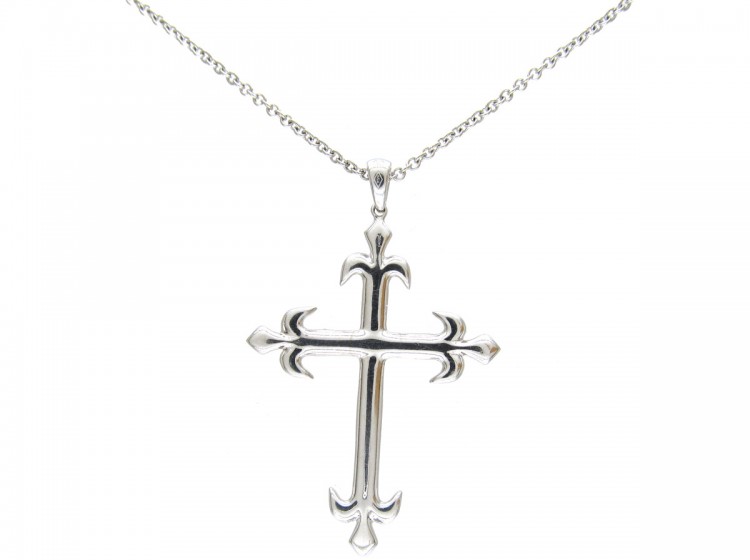 Diamond Set & White Gold Cross on Chain