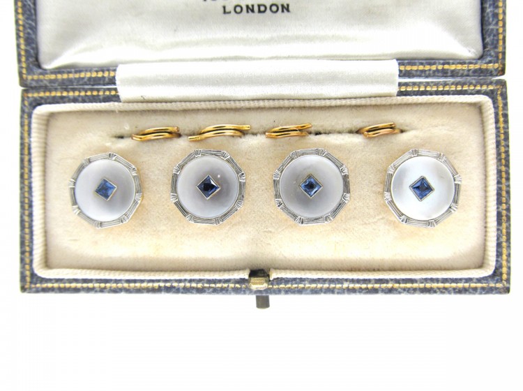 Asprey 18ct, Platinum & Sapphire Buttons