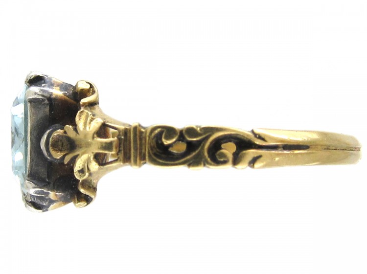 Georgian Barrel Shaped Aquamarine Ring