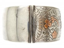 Victorian Flower & Shamrock Silver & Gold Overlay Bangle