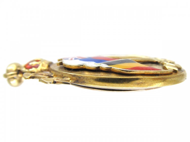 1st World War Enamel & Gold Flags Pendant