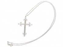 Diamond Set & White Gold Cross on Chain