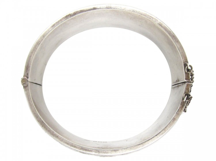 Victorian Flower & Shamrock Silver & Gold Overlay Bangle