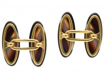 Banded Onyx 18ct Gold Victorian Cufflinks