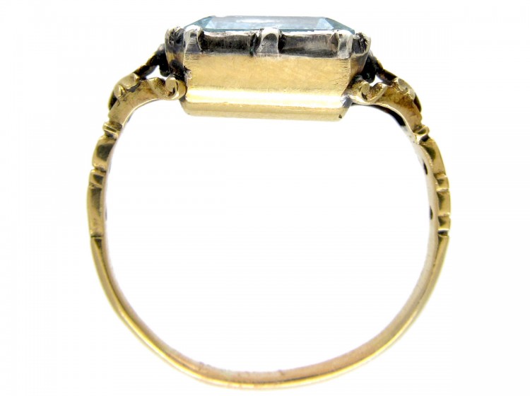 Georgian Barrel Shaped Aquamarine Ring
