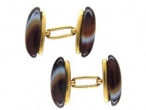 Banded Onyx 18ct Gold Victorian Cufflinks
