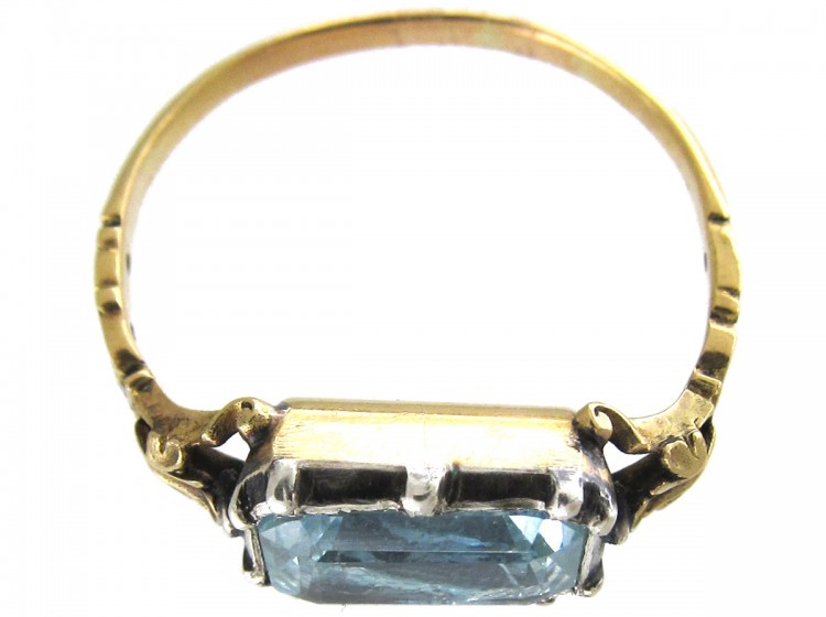 Georgian Barrel Shaped Aquamarine Ring