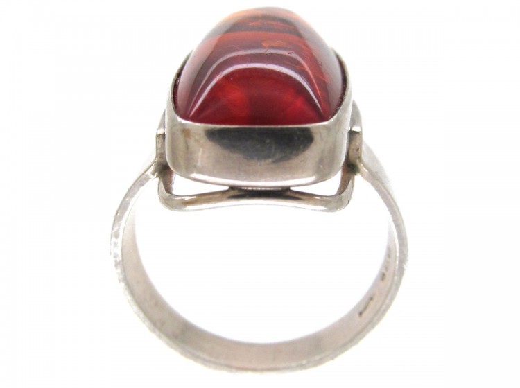 Amber & Silver Ring by Fishland