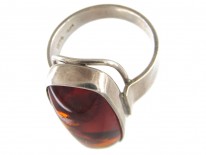 Amber & Silver Ring by Fishland