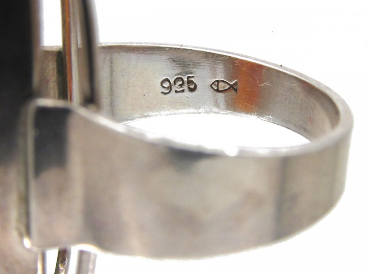 Amber & Silver Ring by Fishland