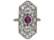 Art Deco Ruby & Diamond Rectangular Ring