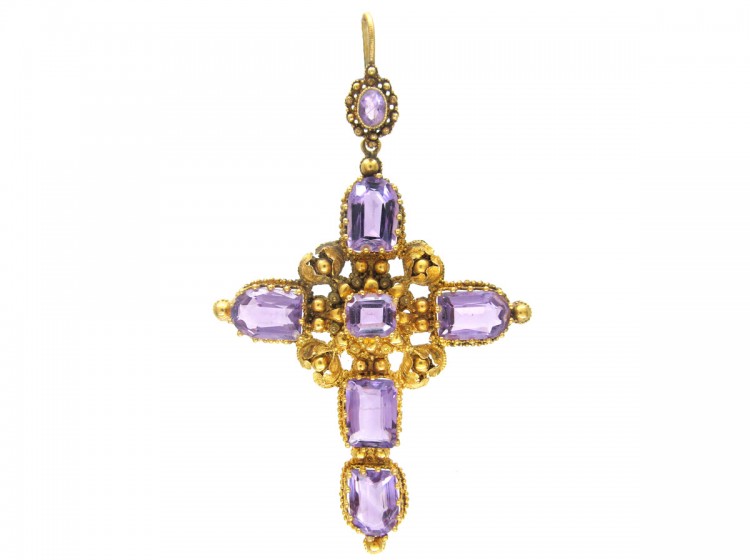 Georgian Large 18ct Gold & Amethyst Cross