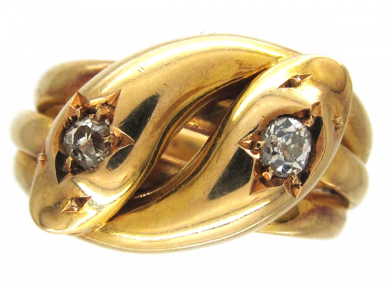 Victorian 18ct Gold & Diamond Double Snake Ring