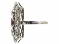 Art Deco Ruby & Diamond Rectangular Ring