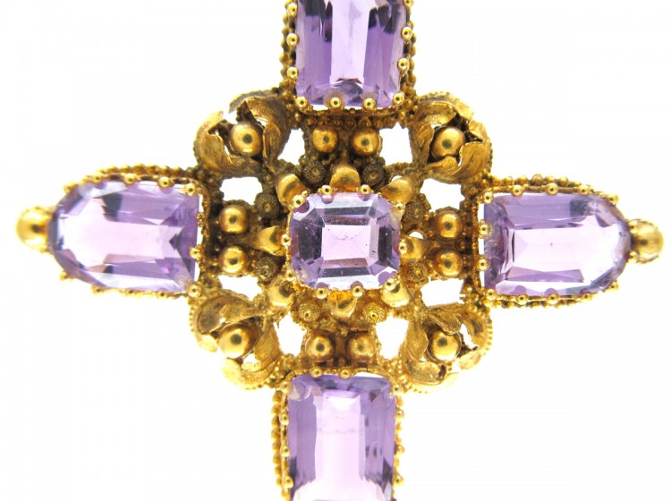 Georgian Large 18ct Gold & Amethyst Cross