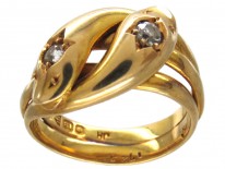 Victorian 18ct Gold & Diamond Double Snake Ring