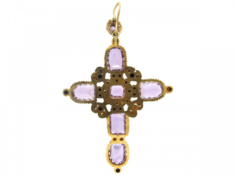 Georgian Large 18ct Gold & Amethyst Cross