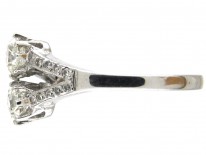 Two Stone White Gold Diamond Art Deco Ring