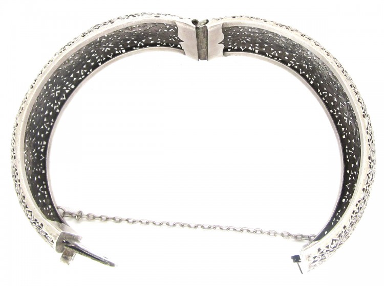 Pierced Silver Victorian Bangle