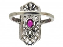 Art Deco Ruby & Diamond Rectangular Ring