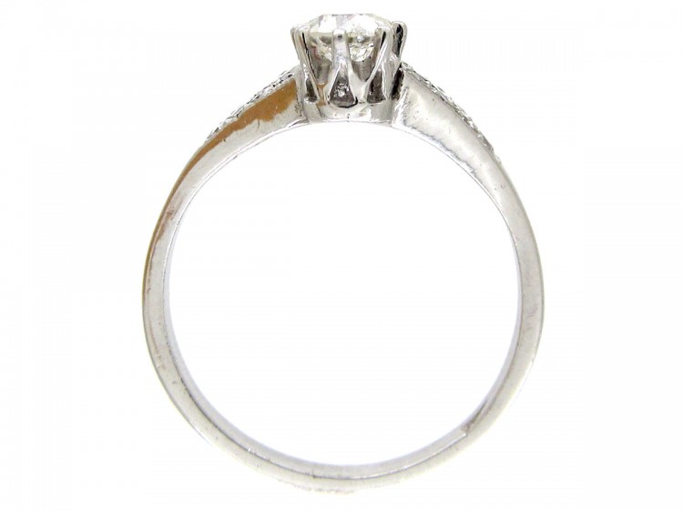 Two Stone White Gold Diamond Art Deco Ring
