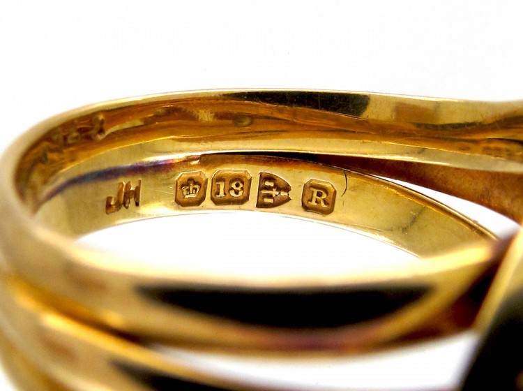 Victorian 18ct Gold & Diamond Double Snake Ring