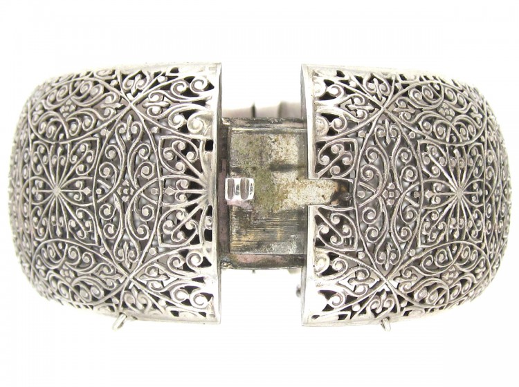 Pierced Silver Victorian Bangle