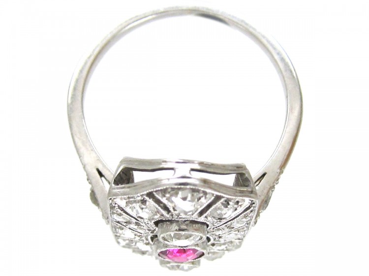 Art Deco Ruby & Diamond Rectangular Ring