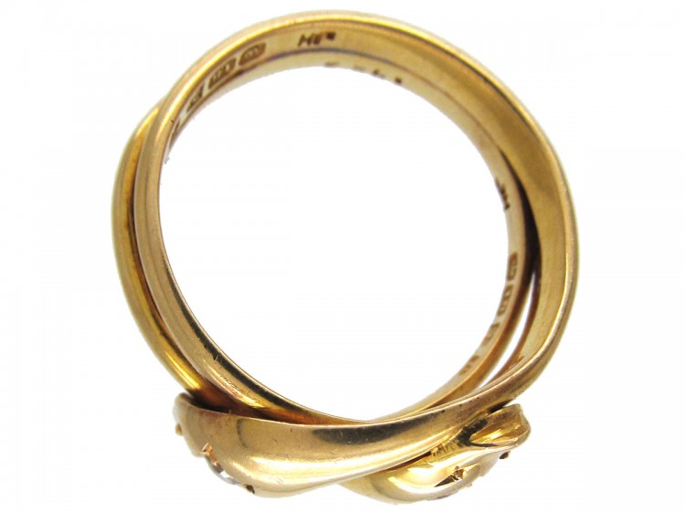 Victorian 18ct Gold & Diamond Double Snake Ring