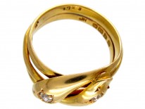 Victorian 18ct Gold & Diamond Double Snake Ring