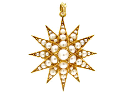 Victorian Natural Split Pearl Star Pendant